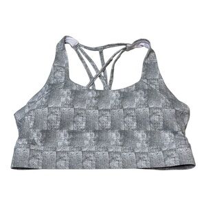 Zyia Active Gray White Strappy Racerback  Sports Bra Removable Pads Size XL